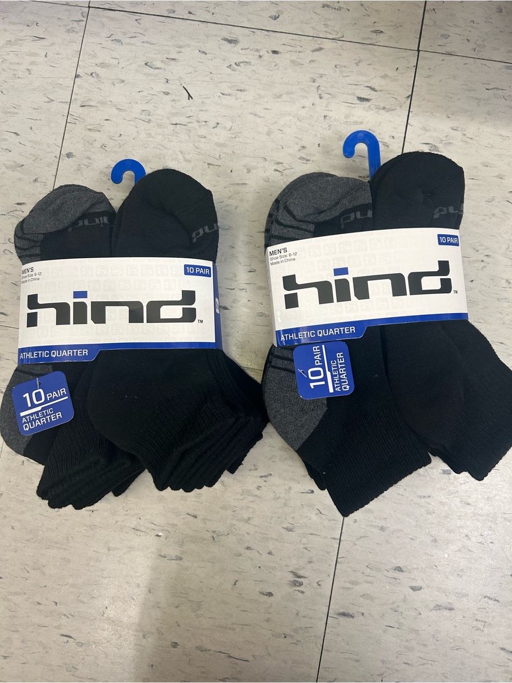 Hind Men's Athletic Quarter Socks 20-Pack - Black